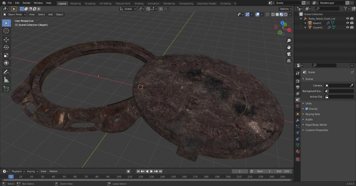 3D Rusty Sewer Cover Lid