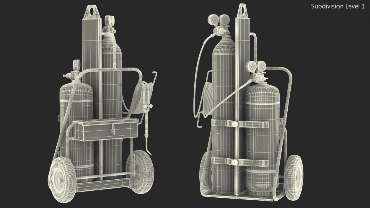 Oxygen and Acetylene Torch Welding Cart Set Old 3D