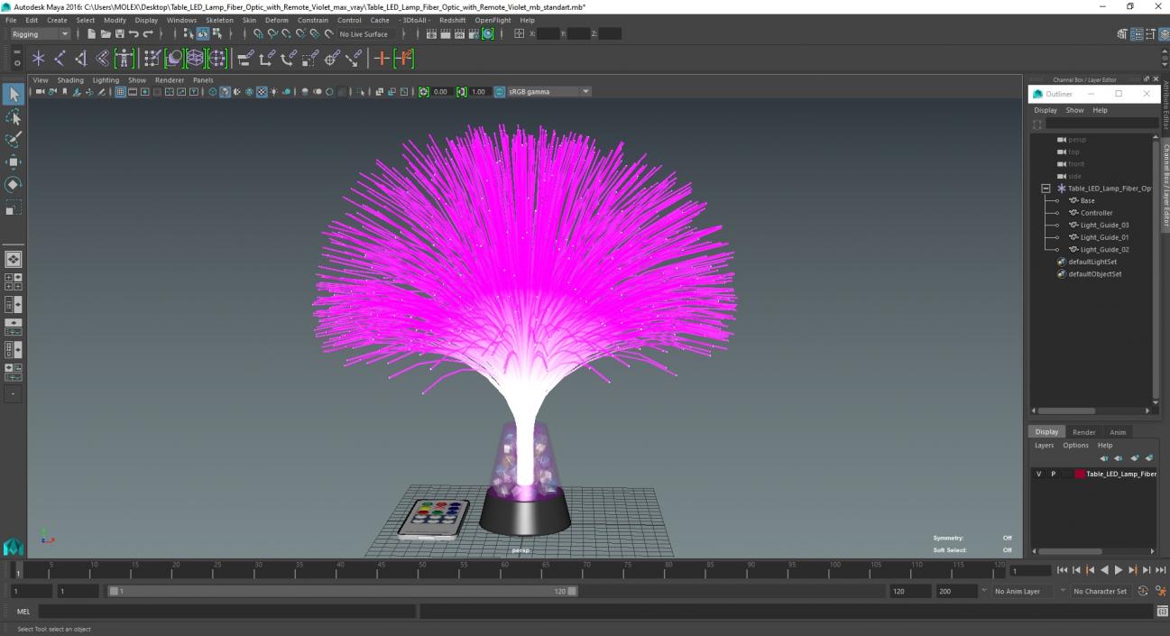 3D model Table LED Lamp Fiber Optic with Remote Violet