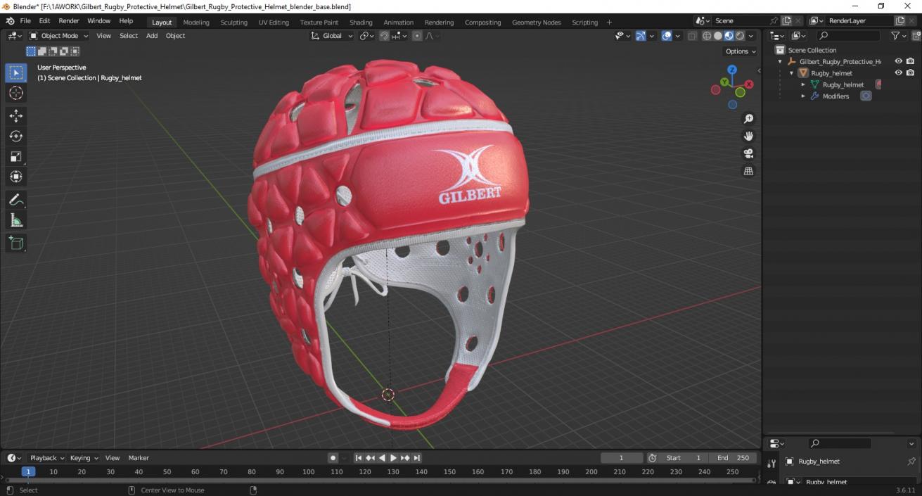 3D Gilbert Rugby Protective Helmet