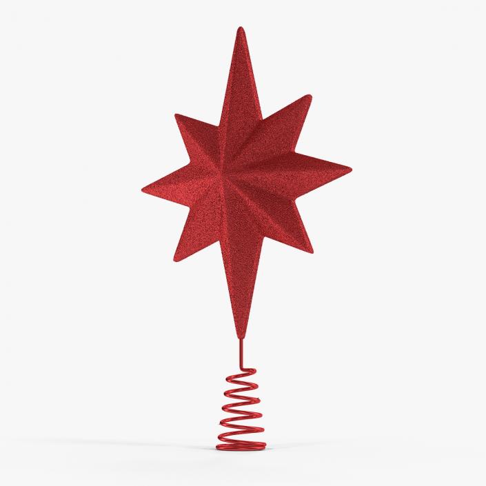 3D Holiday Red Star Christmas Tree Topper model