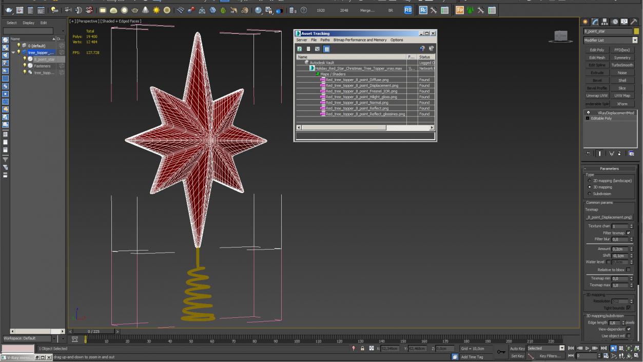 3D Holiday Red Star Christmas Tree Topper model