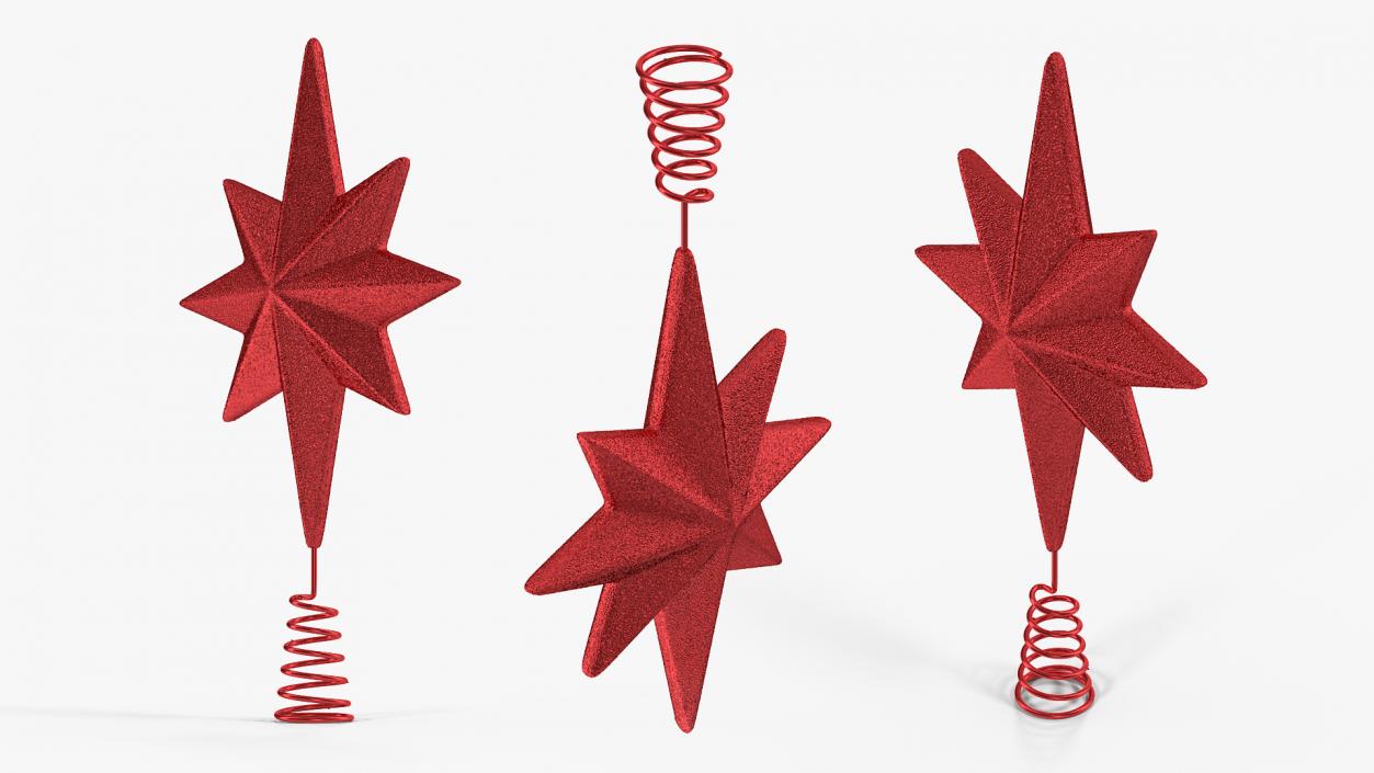 3D Holiday Red Star Christmas Tree Topper model