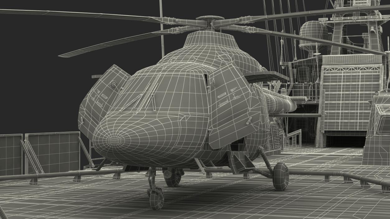 3D model Russian Ship 22460 Okhotnik with Helicopter 2