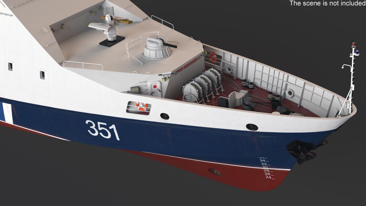 3D model Russian Ship 22460 Okhotnik with Helicopter 2