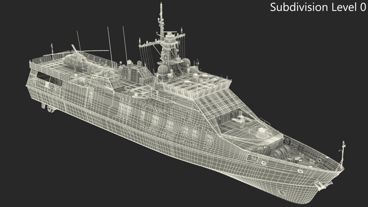 3D model Russian Ship 22460 Okhotnik with Helicopter 2