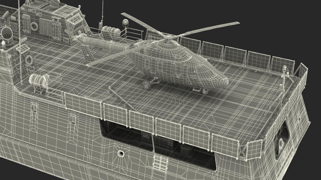 3D model Russian Ship 22460 Okhotnik with Helicopter 2