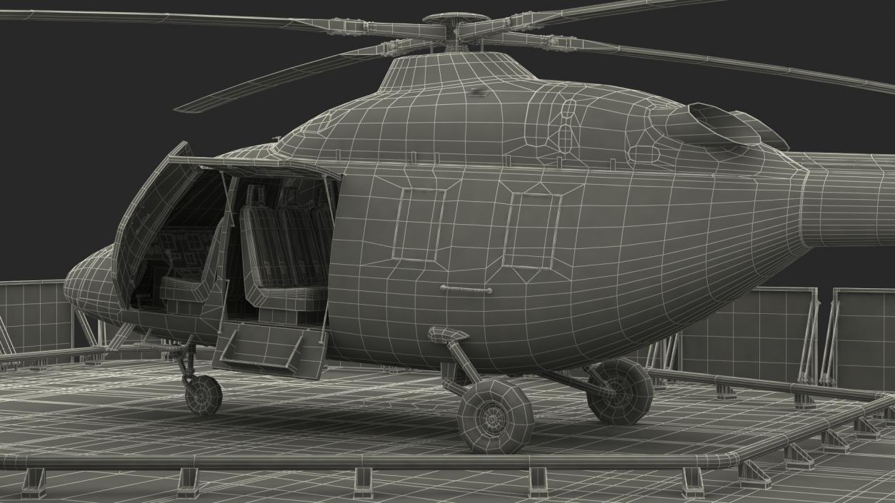 3D model Russian Ship 22460 Okhotnik with Helicopter 2