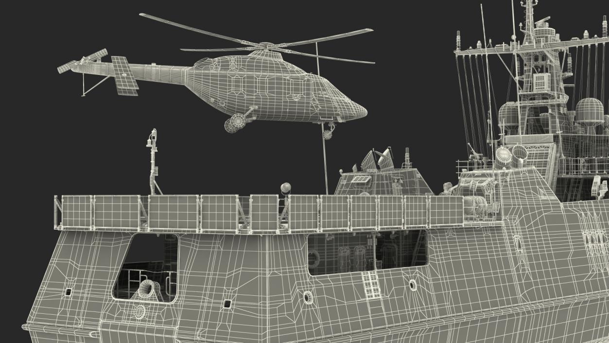 3D model Russian Ship 22460 Okhotnik with Helicopter 2