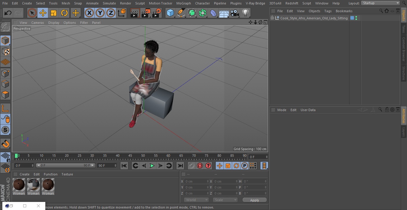 3D Cook Style Afro American Old Lady Sitting