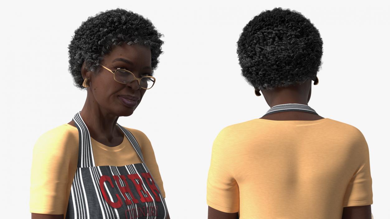 3D Cook Style Afro American Old Lady Sitting