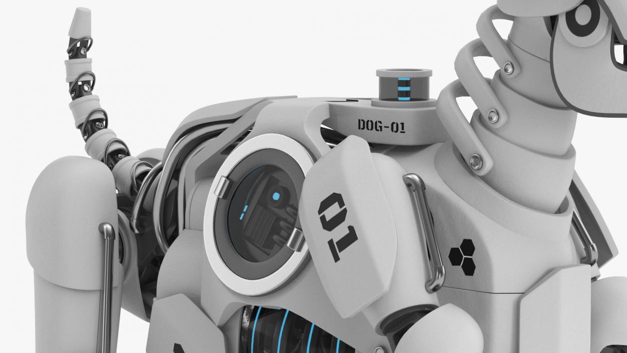 Futuristic Robotic Dog White Rigged for Cinema 4D 3D model