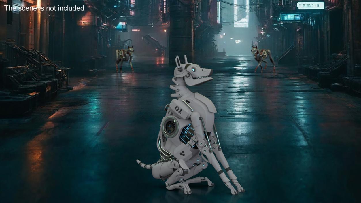 Futuristic Robotic Dog White Rigged for Cinema 4D 3D model