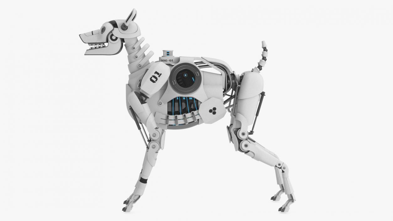 Futuristic Robotic Dog White Rigged for Cinema 4D 3D model