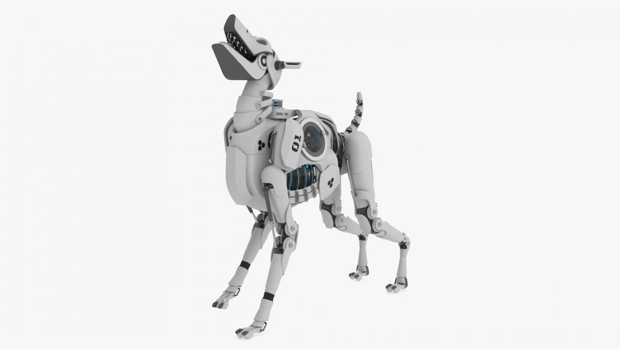 Futuristic Robotic Dog White Rigged for Cinema 4D 3D model