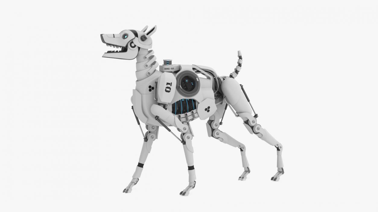 Futuristic Robotic Dog White Rigged for Cinema 4D 3D model