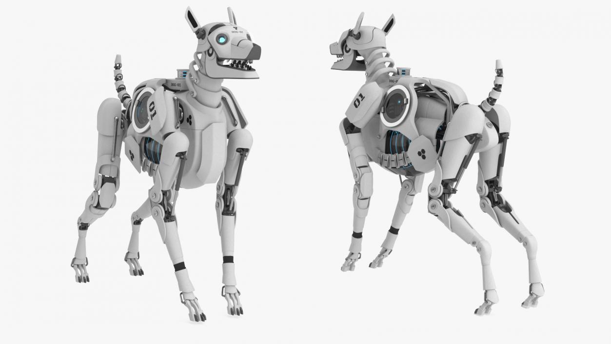 Futuristic Robotic Dog White Rigged for Cinema 4D 3D model