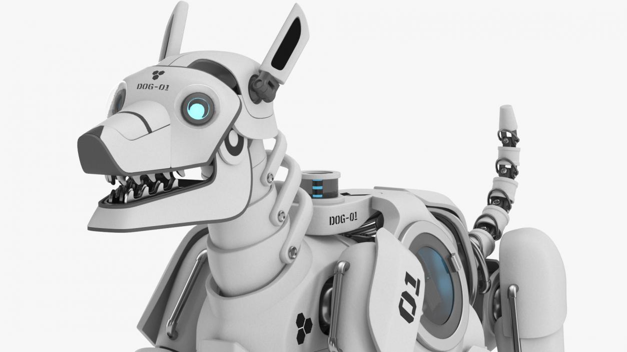 Futuristic Robotic Dog White Rigged for Cinema 4D 3D model