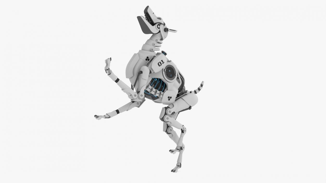 Futuristic Robotic Dog White Rigged for Cinema 4D 3D model