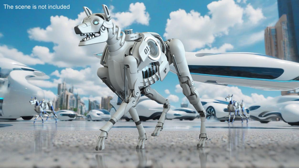 Futuristic Robotic Dog White Rigged for Cinema 4D 3D model