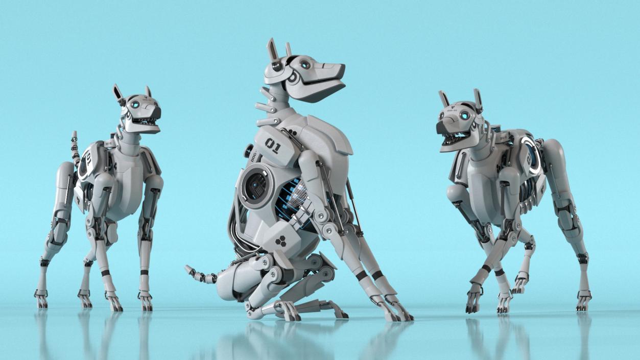 Futuristic Robotic Dog White Rigged for Cinema 4D 3D model