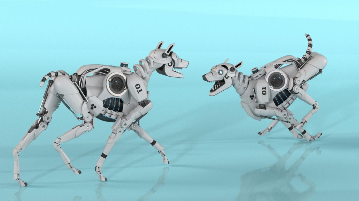 Futuristic Robotic Dog White Rigged for Cinema 4D 3D model