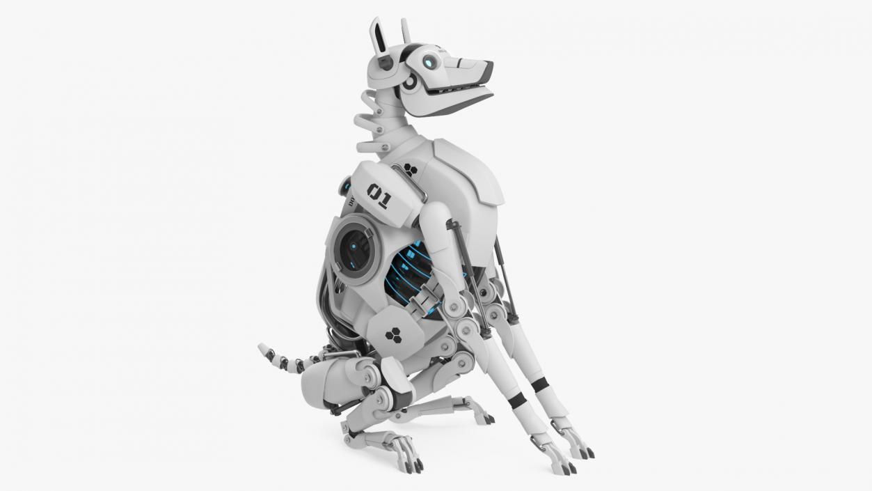 Futuristic Robotic Dog White Rigged for Cinema 4D 3D model