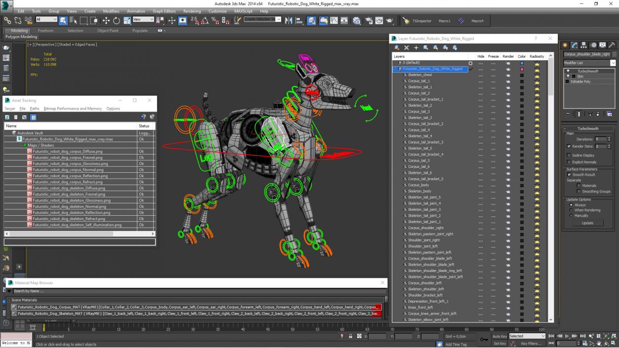 Futuristic Robotic Dog White Rigged for Cinema 4D 3D model