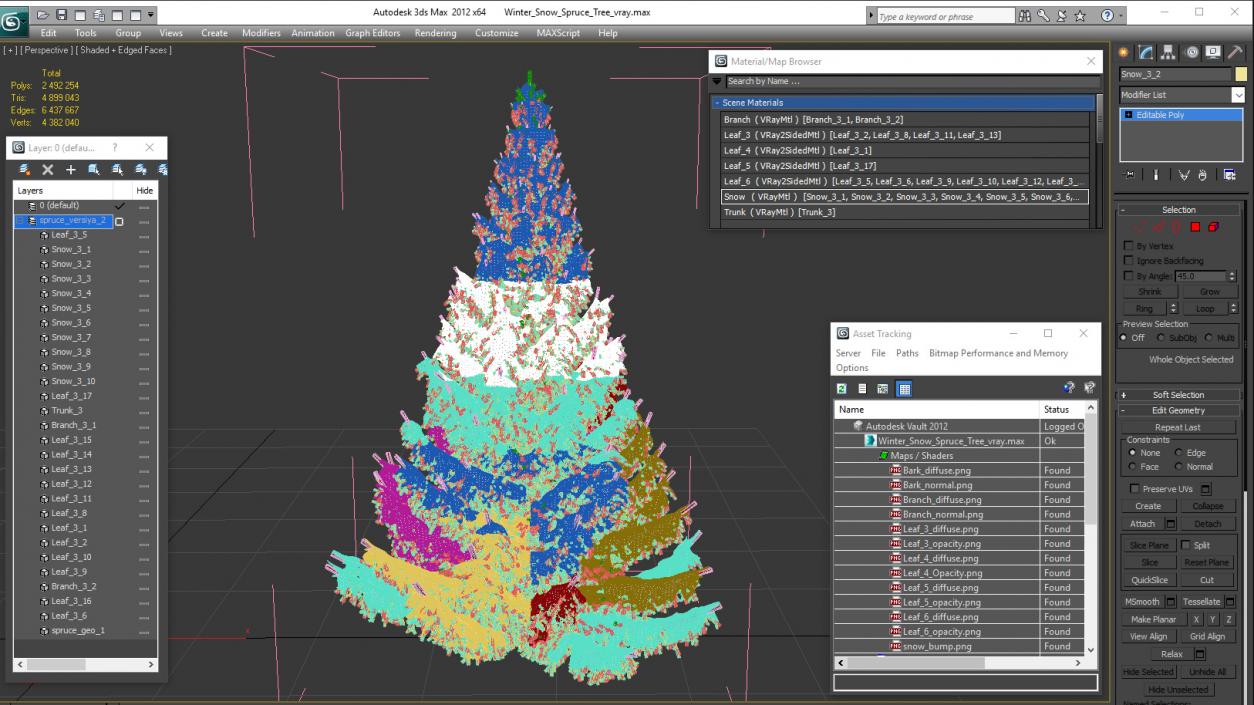 3D Winter Snow Spruce Tree model