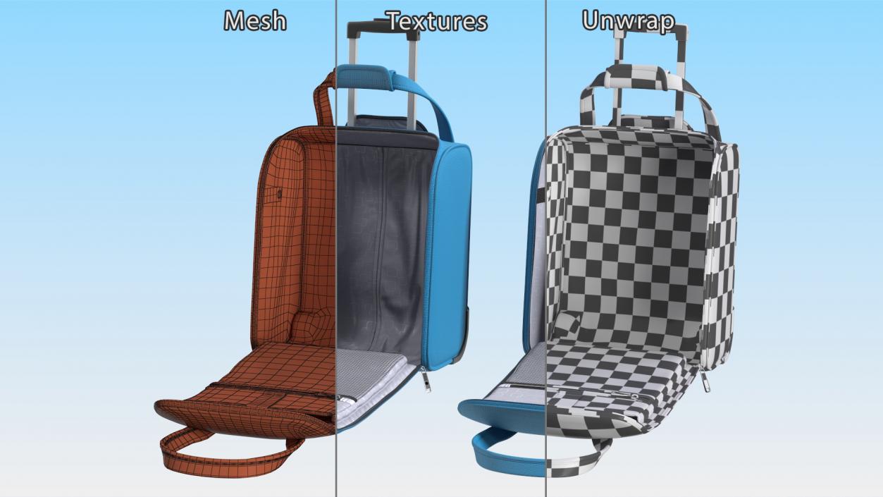 Blue Open Softshell Luggage 3D