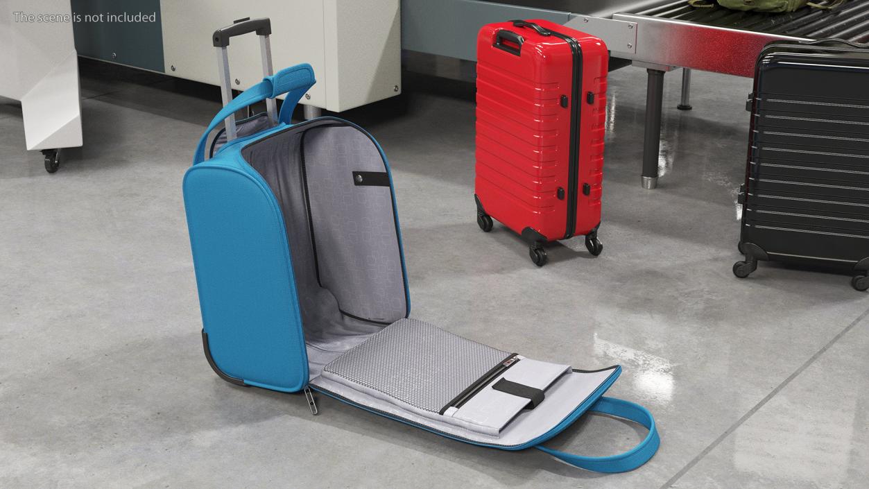 Blue Open Softshell Luggage 3D