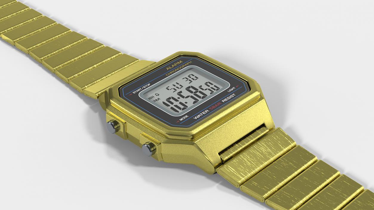 3D Golden Classic Electronic Watch