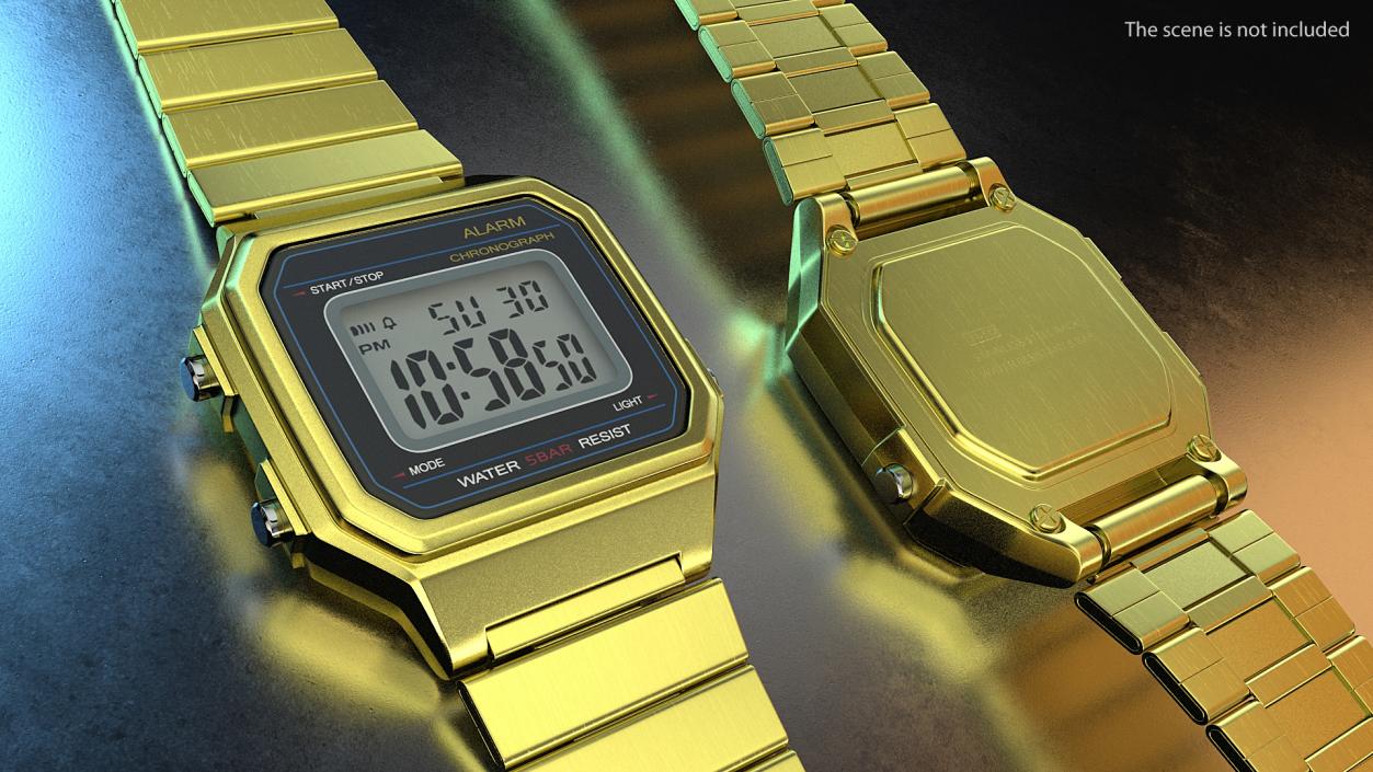 3D Golden Classic Electronic Watch