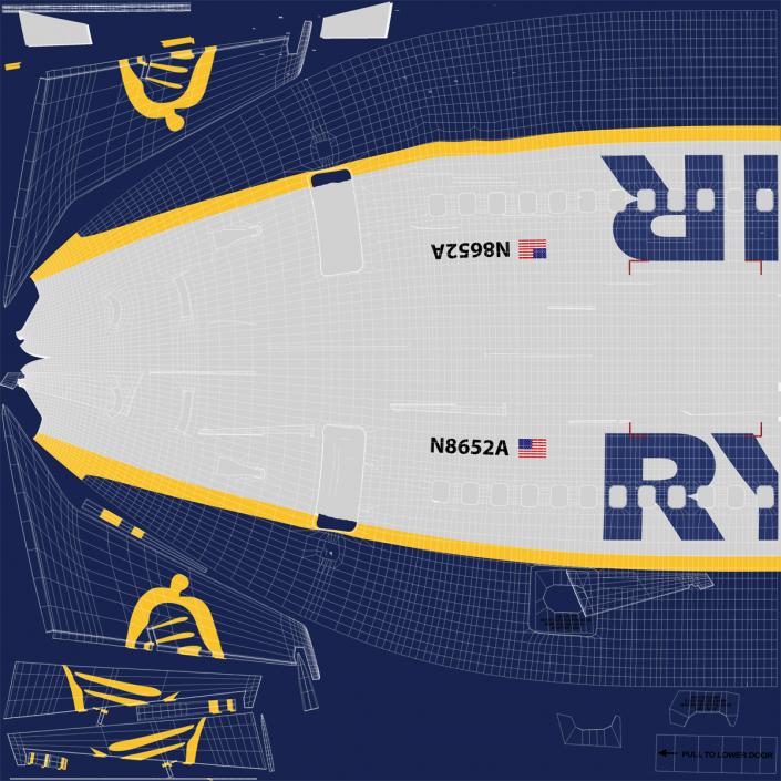 Boeing 737-700 Ryanair Rigged 3D model