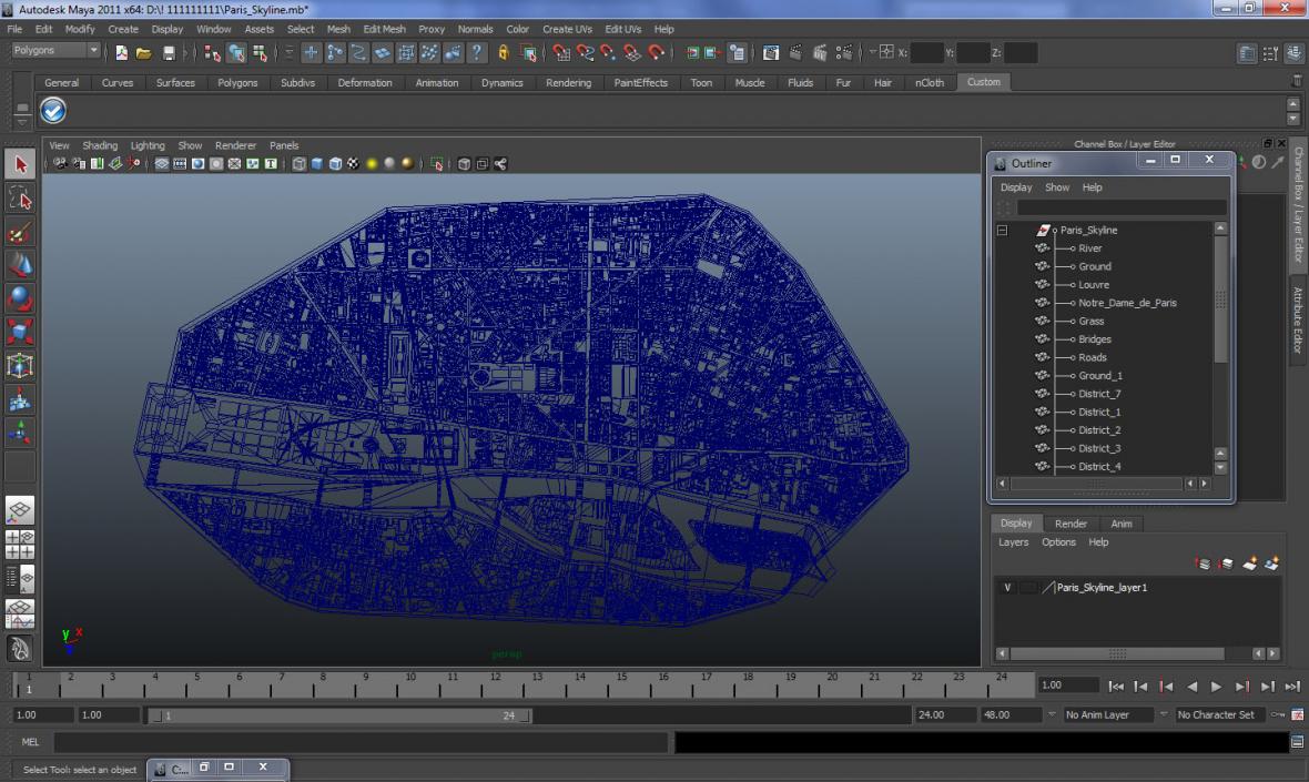 3D Paris Skyline model