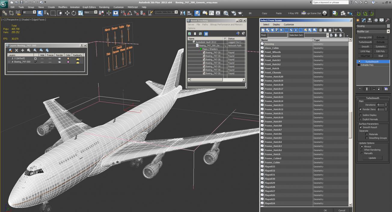 Boeing 747-300 Generic Rigged 3D model