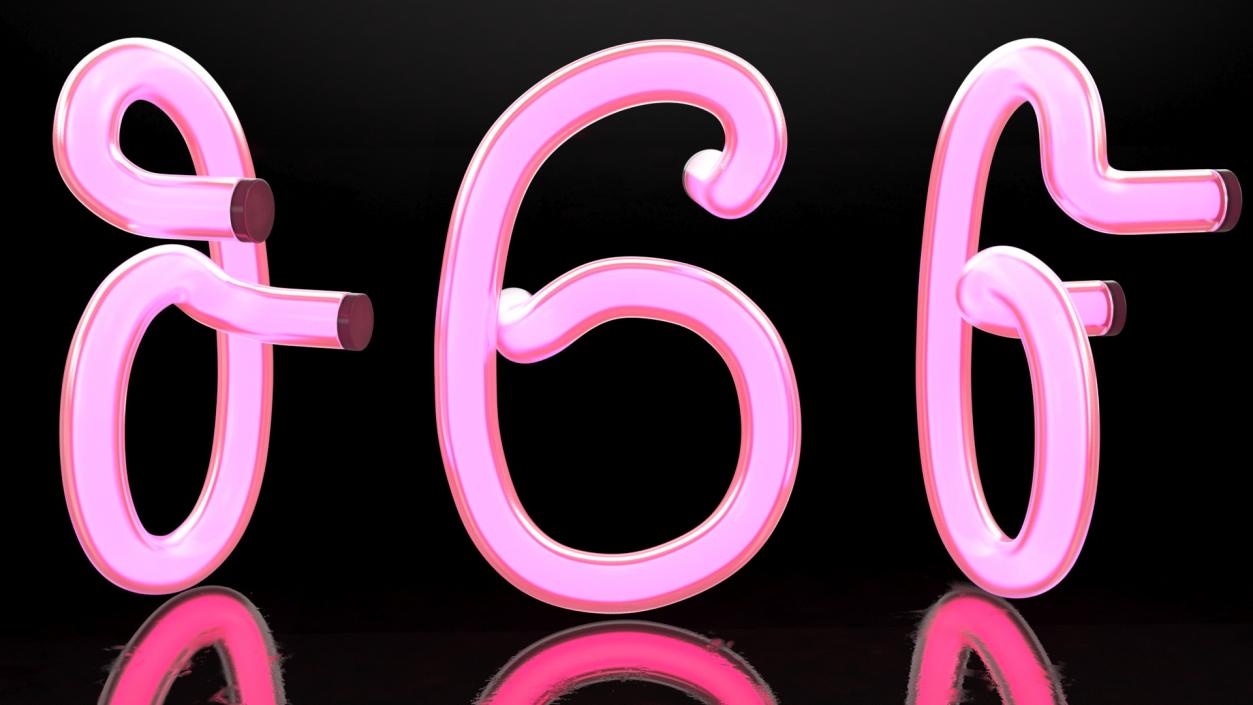 3D Glowing Neon Tube Light Digit 6