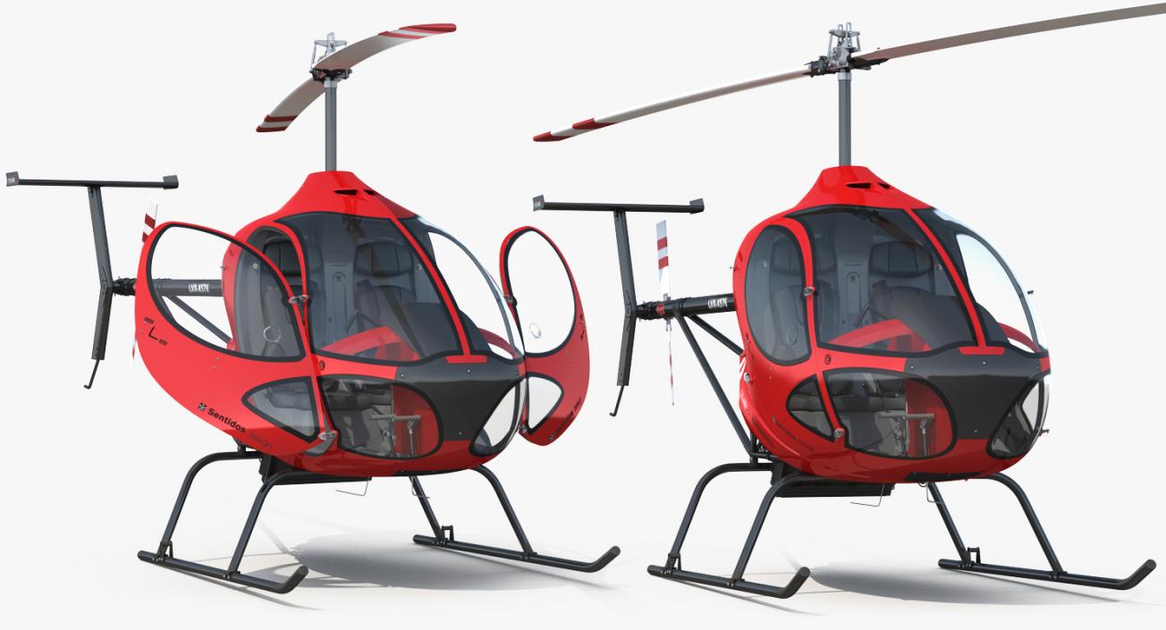 Sport Helicopter Cicare 8 Rigged 3D