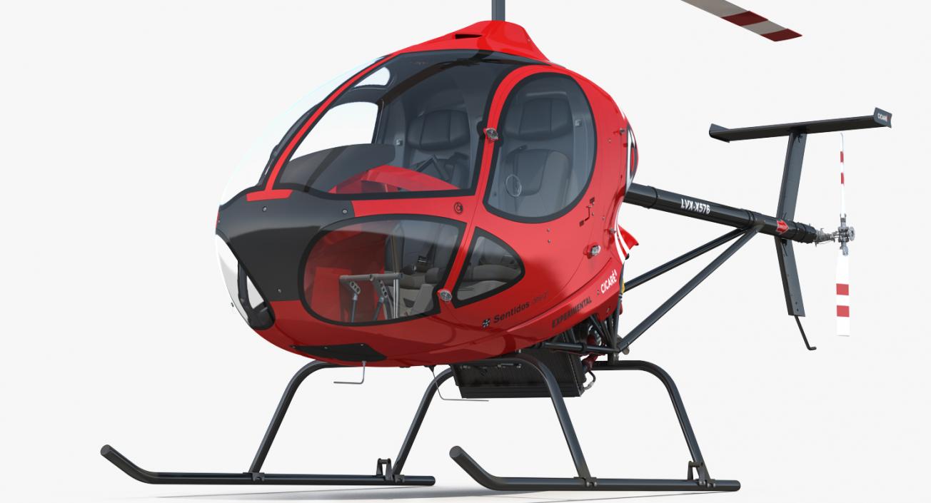 Sport Helicopter Cicare 8 Rigged 3D