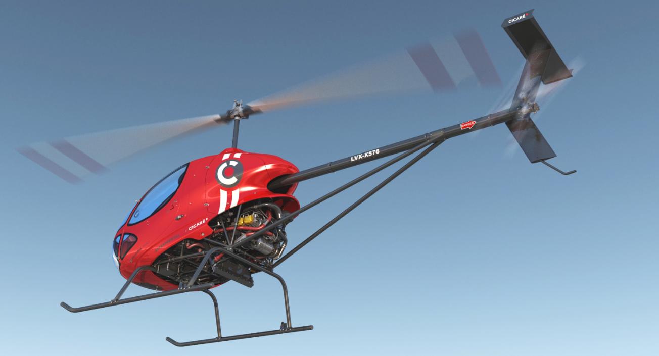 Sport Helicopter Cicare 8 Rigged 3D