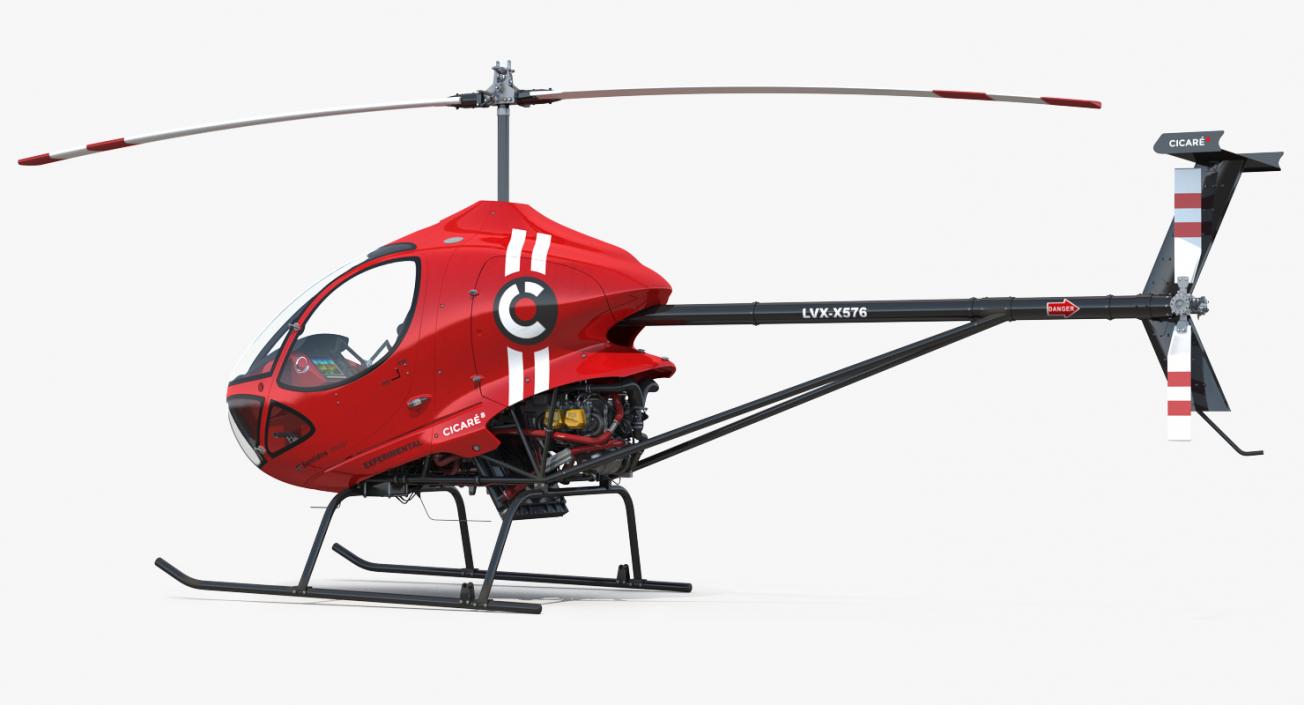 Sport Helicopter Cicare 8 Rigged 3D