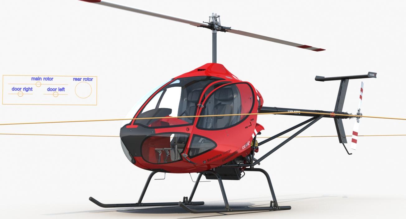 Sport Helicopter Cicare 8 Rigged 3D