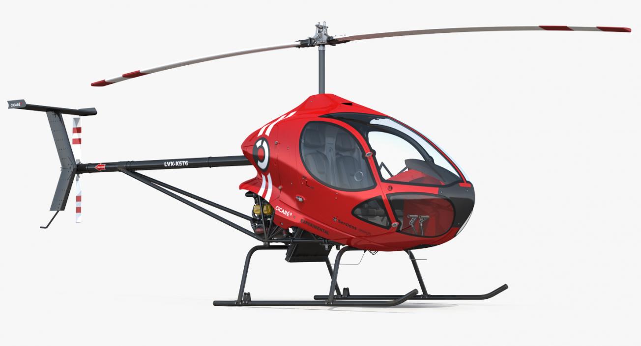 Sport Helicopter Cicare 8 Rigged 3D