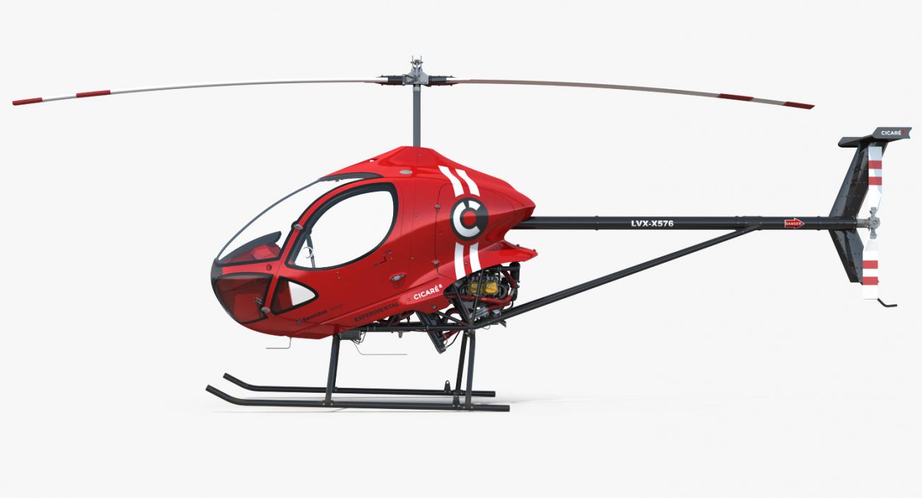 Sport Helicopter Cicare 8 Rigged 3D