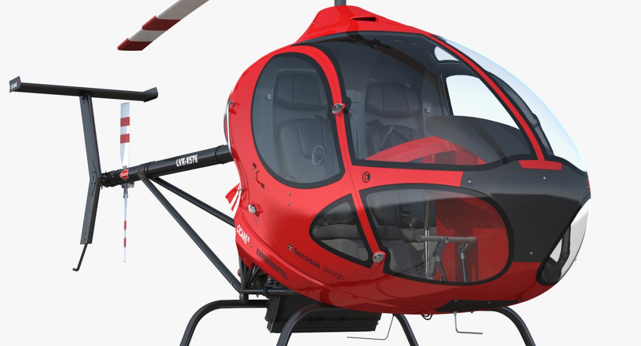 Sport Helicopter Cicare 8 Rigged 3D