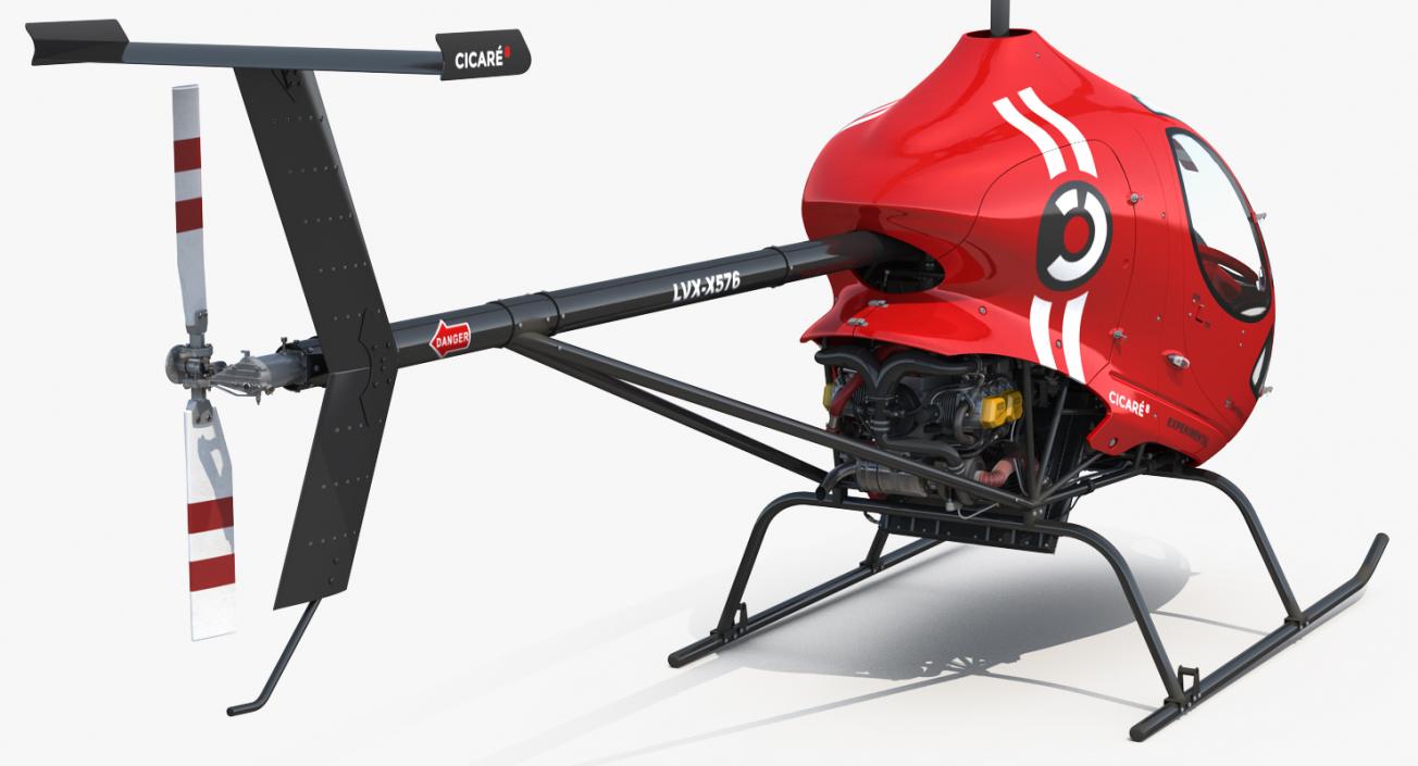 Sport Helicopter Cicare 8 Rigged 3D