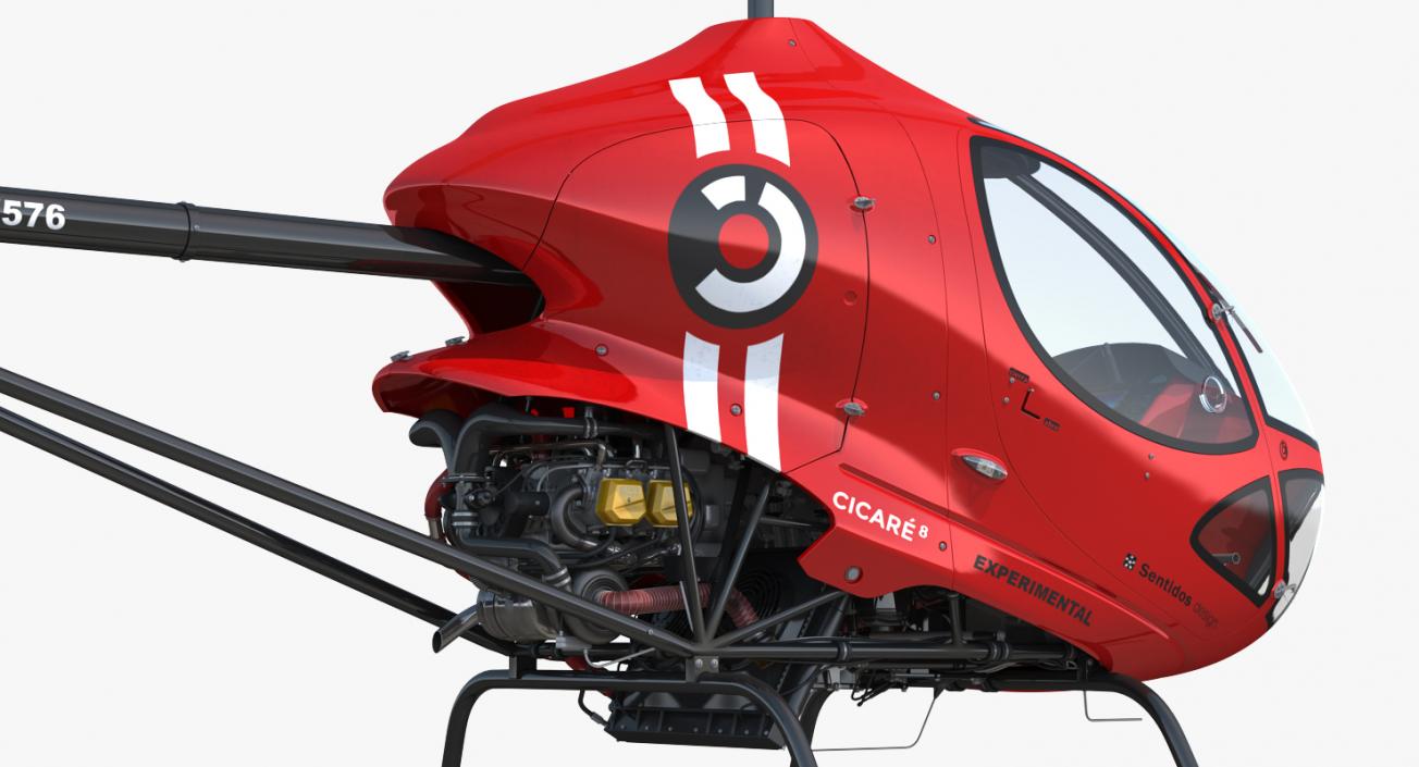 Sport Helicopter Cicare 8 Rigged 3D