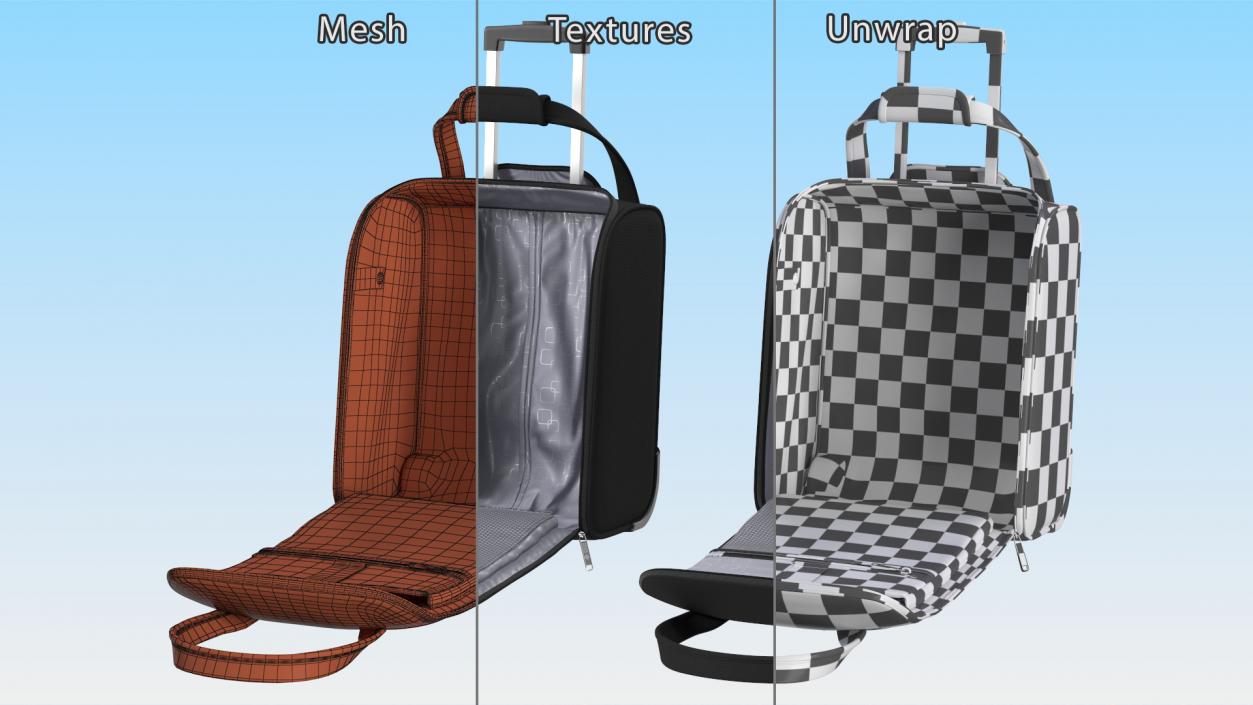 3D Black Open Softshell Luggage model