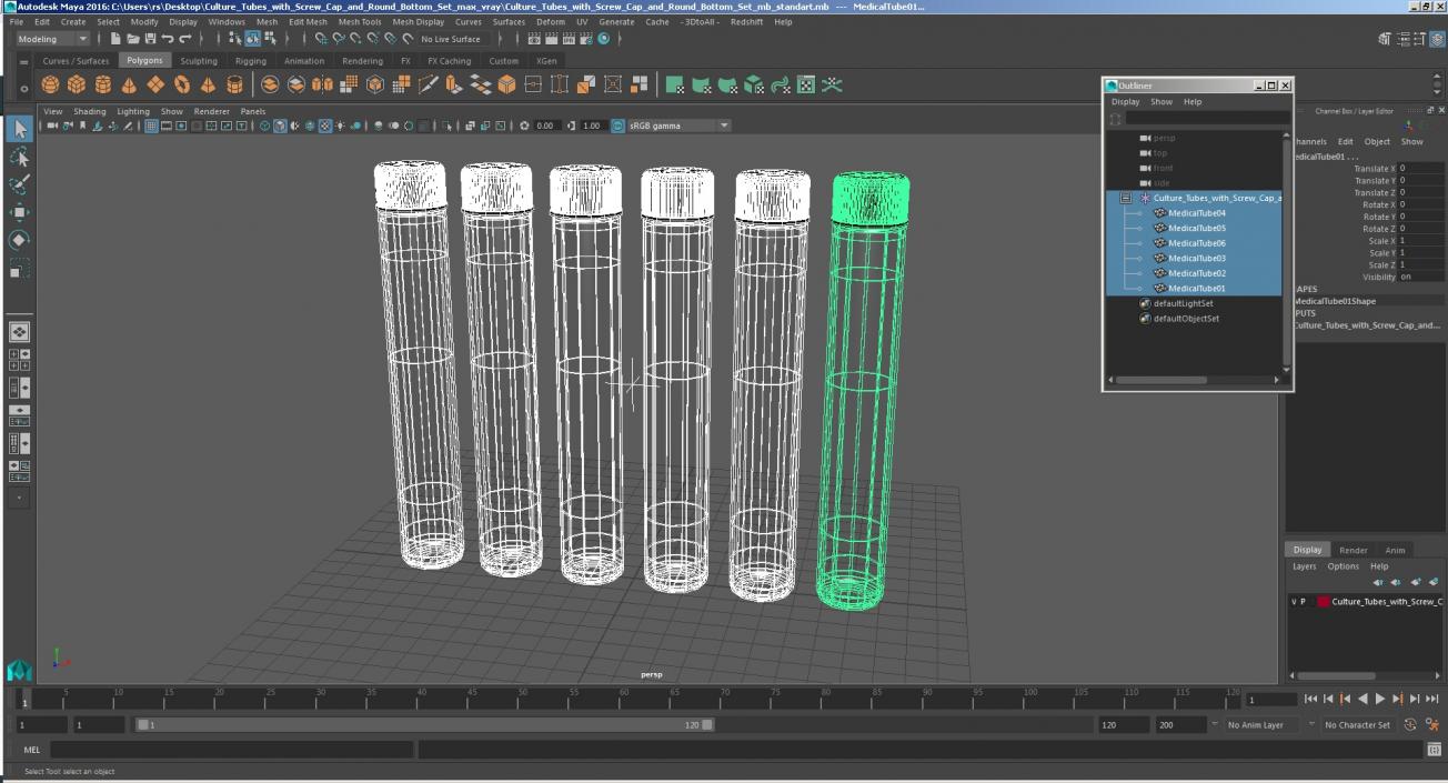 Culture Tubes with Screw Cap and Round Bottom Set 3D model