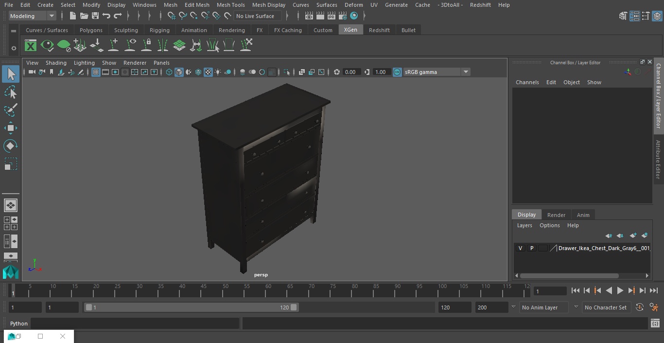 6 Drawer Ikea Chest Dark Gray 3D model